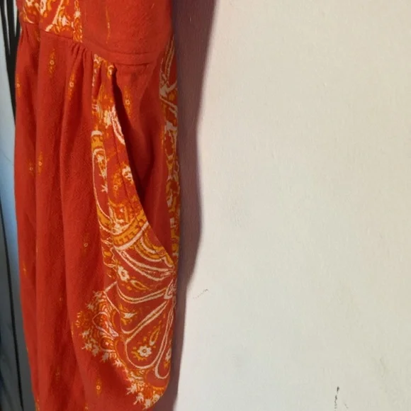 Free People Setting Sun orange sleeveless 100% cotton jumpsuit - Picture 4 of 13